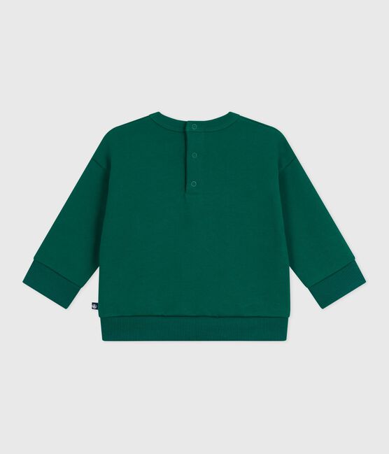 Baby-Sweatshirt aus Baumwolle mit Petit Bateau-Stickerei grün EVERGREEN