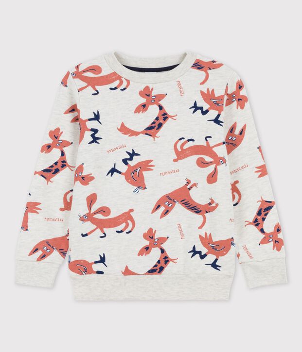 Kinder-Sweatshirt aus Molton beige/vielfarbig