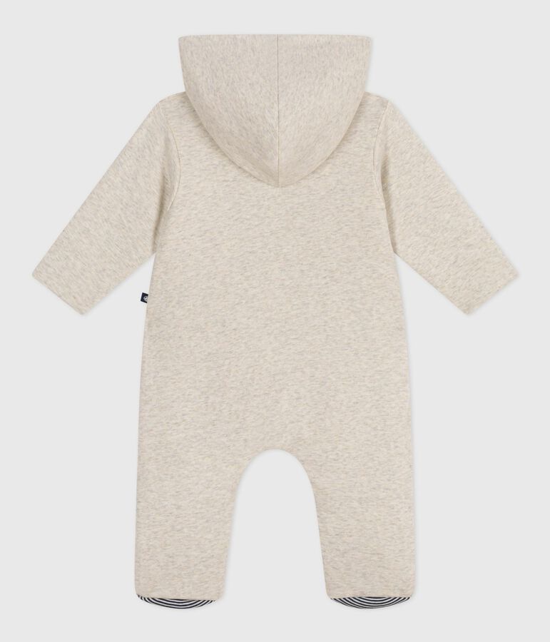 Wattierter Baby-Overall mit Kapuze und F&uuml;&szlig;chen, einfarbig beige