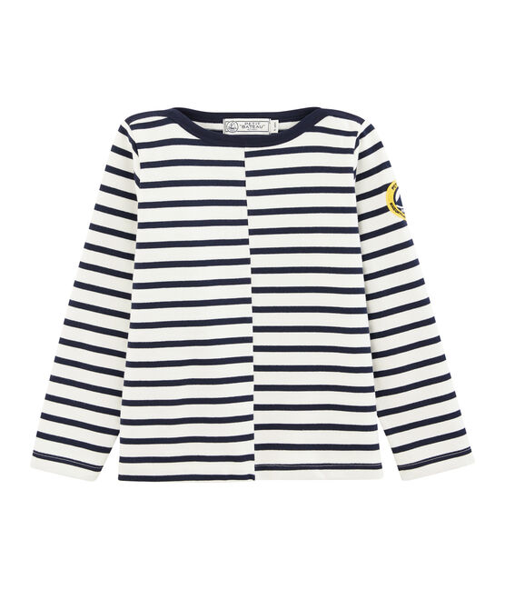 Kinder-Streifenshirt weiss MARSHMALLOW/blau SMOKING