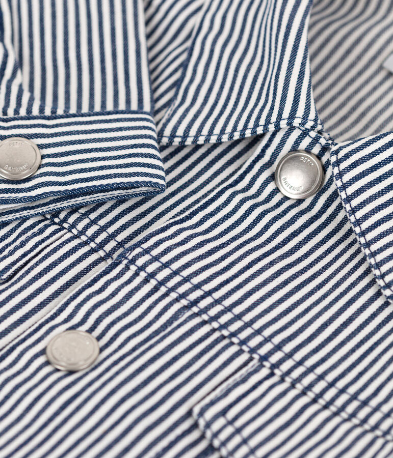 Kinderjacke aus gestreiftem Baumwollcanvas f&uuml;r M&auml;dchen blau/weiss