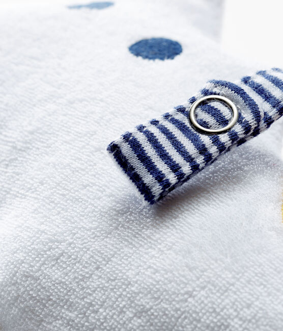 Kuscheltier mit Schnullerlasche aus Bouclé-Frottier für Jungen weiss MARSHMALLOW