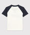 Kurzärmeliges Kinder-T-Shirt aus Jersey Jungen weiss MARSHMALLOW/blau SMOKING