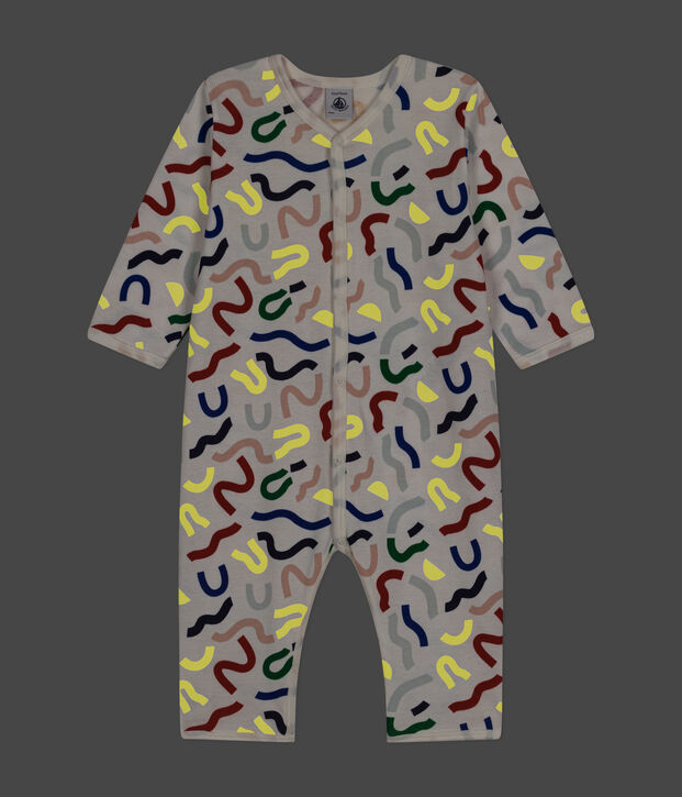 Baby-Strampler ohne F&uuml;&szlig;e aus Baumwolle mit leuchtendem Printmotiv weiss/vielfarbig