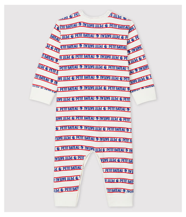 Fu&szlig;loser Baby-Einteiler aus Baumwolle mit Petit Bateau-Motiv weiss/vielfarbig