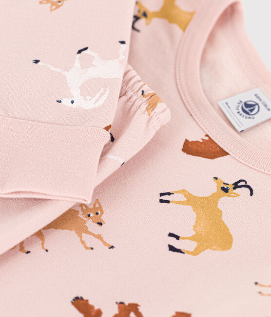 Pyjama aus Molton mit Tiermotiv rosa SALINE/weiss MULTICO
