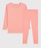 Snugfit-Kinderpyjama aus Baumwolle mit Ringelstreifen für Mädchen rosa PEACHY/weiss MARSHMALLOW