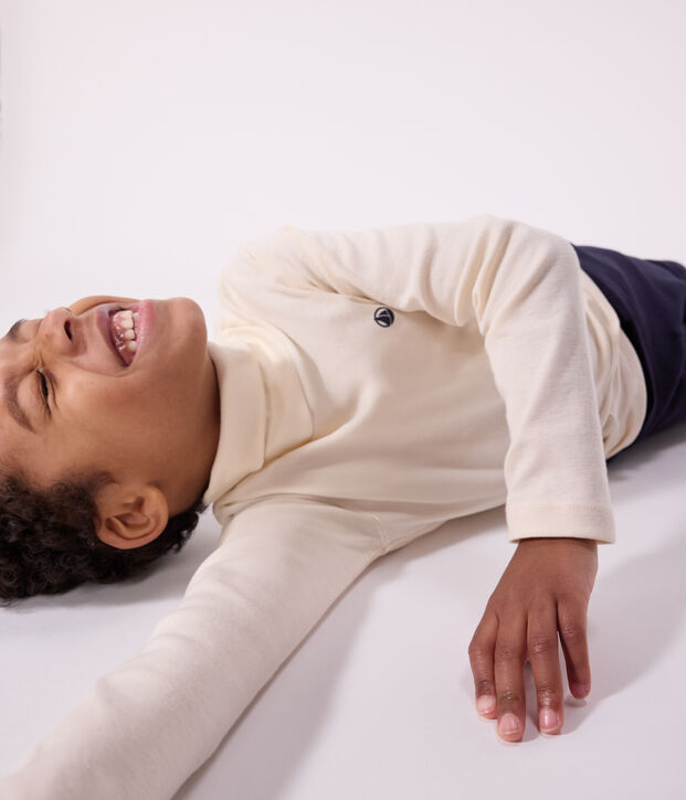 Kinder-Rollkragenshirt aus Baumwolle naturfarben