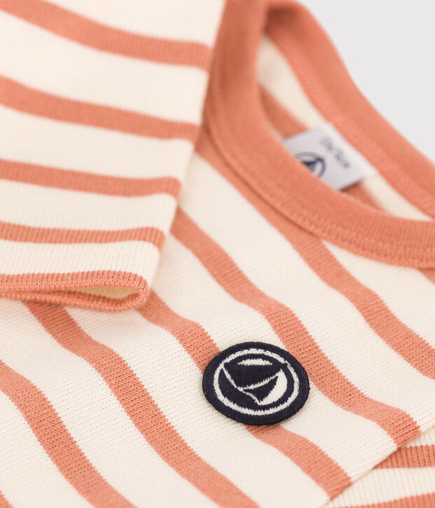 Baby-Streifenshirt aus dickem Jersey naturfarben/rosa