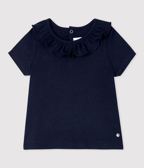 Kurzärmelige Baby-Bluse aus Baumwolle für Mädchen blau SMOKING