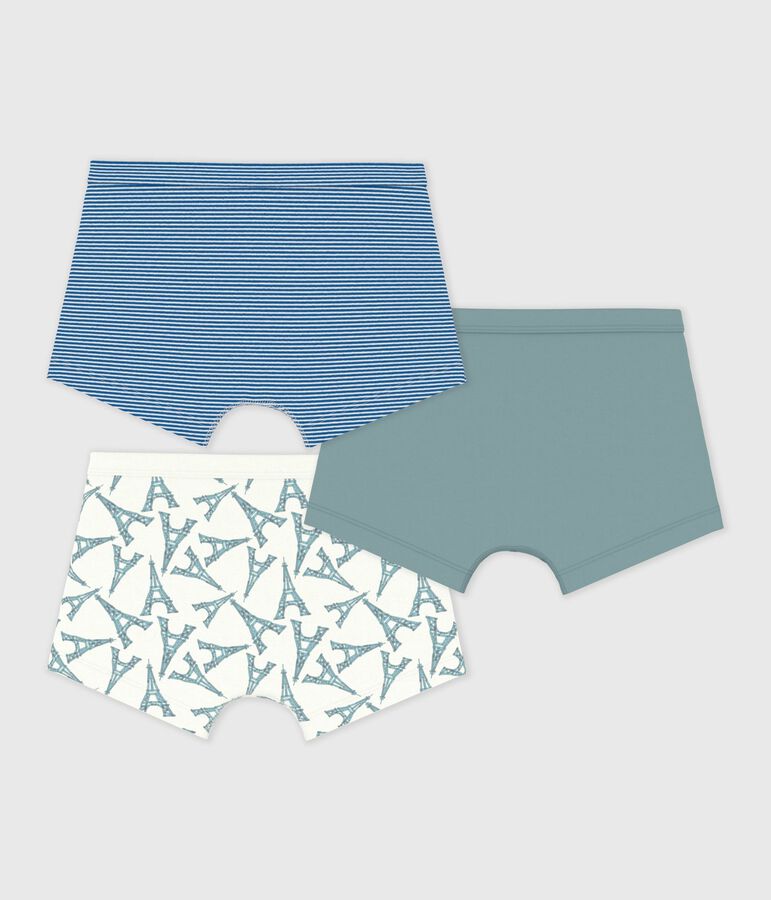 Set Kinder-Boxershorts mit &uuml;berzogenem Bund aus Baumwolle und Eiffelturm-Motiv vielfarbig