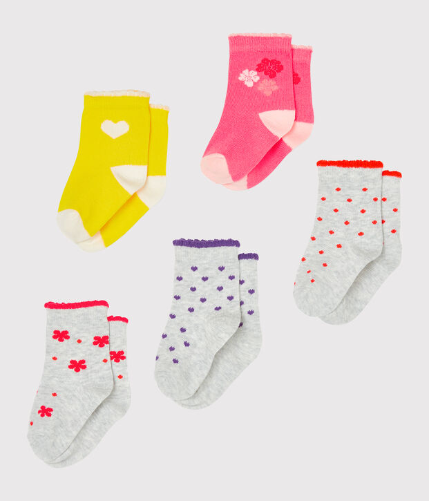 Set aus f&uuml;nf Paar Babystr&uuml;mpfe f&uuml;r M&auml;dchen vielfarbig