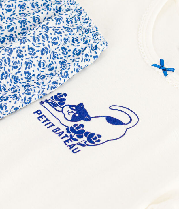 Kurzer Kinderpyjama aus Baumwolle blau/blau