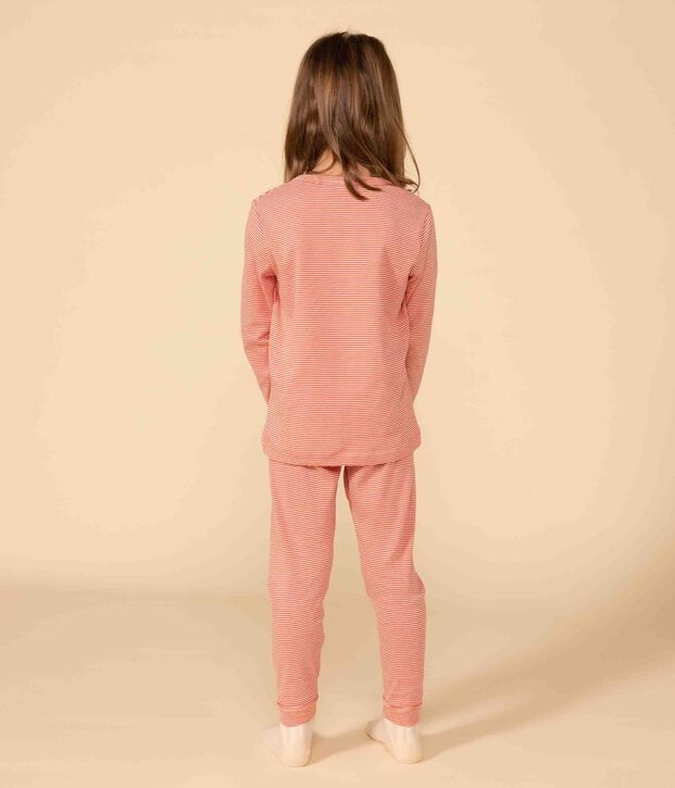 Kinderpyjama aus Baumwolle mit Streifen orange/weiss