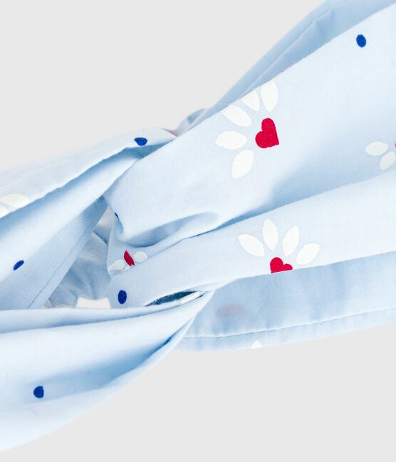Kinder-Stirnband aus Popeline mit Blumenmuster blau FRAICHEUR/weiss MULTICO