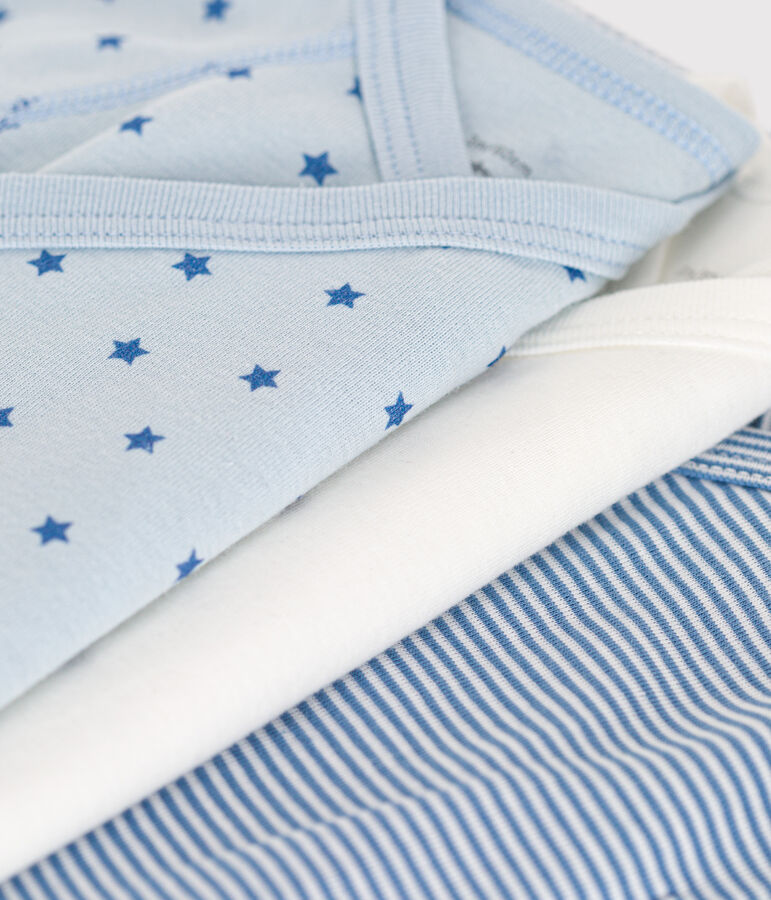 3er-Set kurz&auml;rmelige Wickelbodys aus Baumwolle vielfarbig