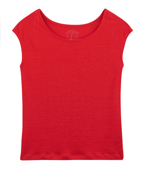 T-Shirt aus Leinen, Damen rot PEPS
