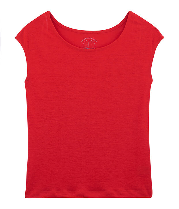 T-Shirt aus Leinen, Damen rot