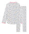 Rippstrick-Pyjama für Mädchen weiss MARSHMALLOW/weiss MULTICO