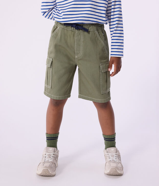 Kinder Cargo-Bermudashorts aus Baumwolle OLIVINE