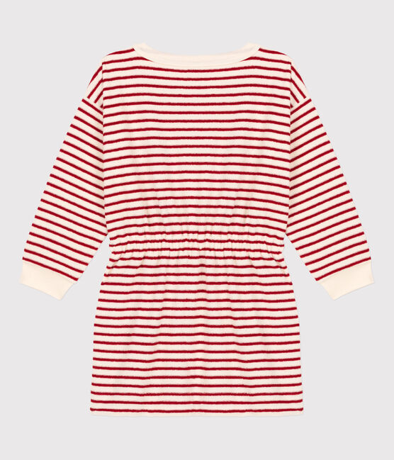Langärmeliges Kinderkleid aus Bouclé-Frottee Mädchen weiss AVALANCHE/ STOP