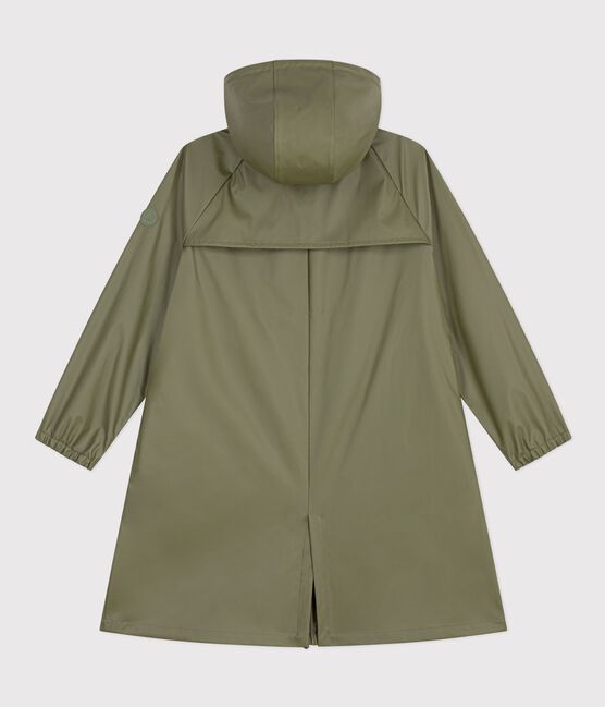 Lange Damen-Regenjacke mit zwei Farben grün OLIVINE