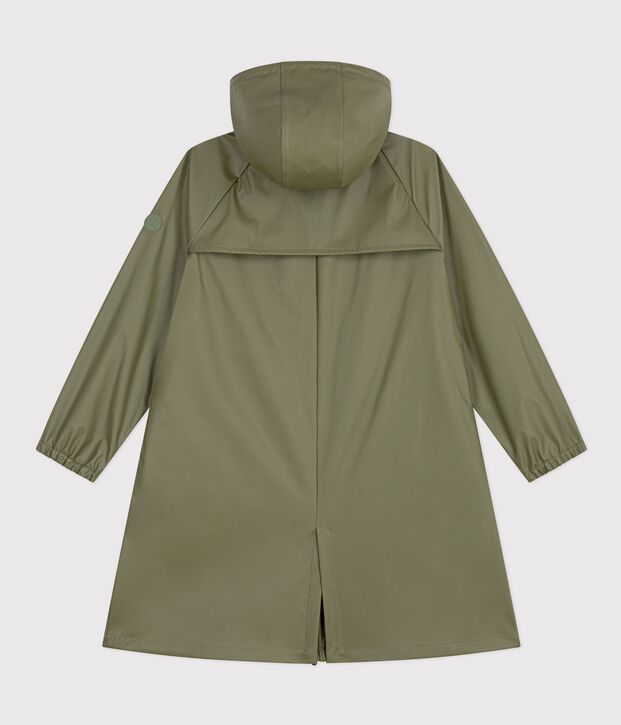 Lange Damen-Regenjacke mit zwei Farben OLIVINE
