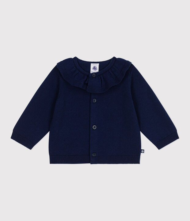 Baby-Cardigan mit Kragen aus einfarbigem Woll- und Baumwollstrick SOIR