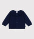 Baby-Cardigan mit Kragen aus einfarbigem Woll- und Baumwollstrick