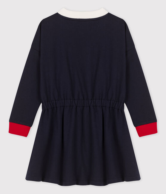 Langärmeliges Kinderkleid aus Molton für Mädchen blau SMOKING