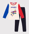 Kinder-Pyjama aus einfarbiger Baumwolle mit Sportmotiven blau SMOKING/weiss MULTICO