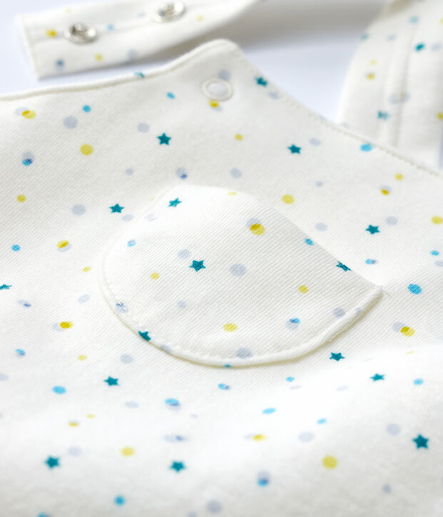 Baby-Einteiler aus doppelseitigem Bio-Baumwoll-Jersey weiss/vielfarbig