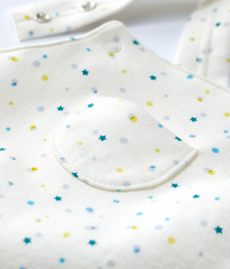 Baby-Einteiler aus doppelseitigem Bio-Baumwoll-Jersey weiss MARSHMALLOW/weiss MULTICO