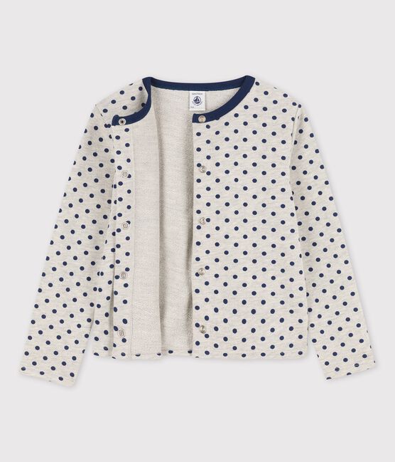 Kinder-Cardigan aus Molton für Mädchen grau BELUGA/blau MEDIEVAL