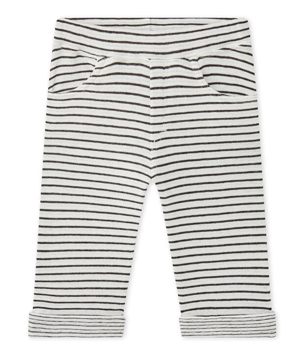 Gestreifte Baby-Jungen-Hose weiss/grau