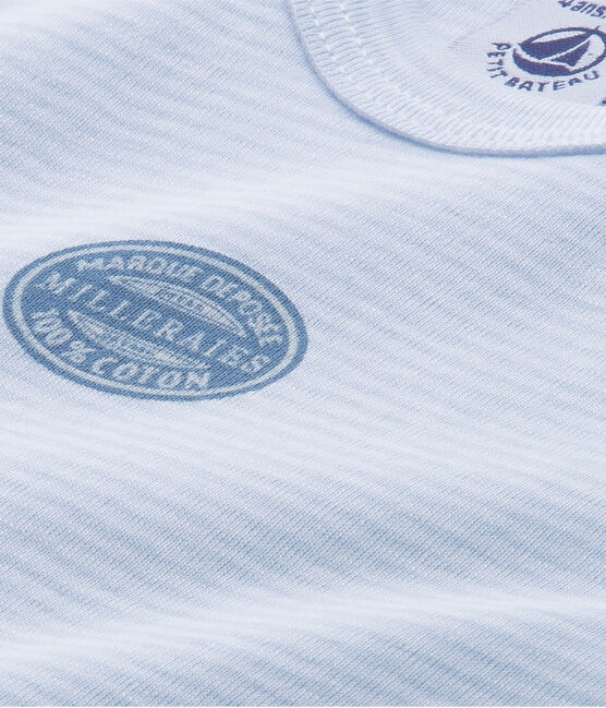 Baby-Body für Jungen, Kurzarm, geringelt blau FRAICHEUR/weiss ECUME