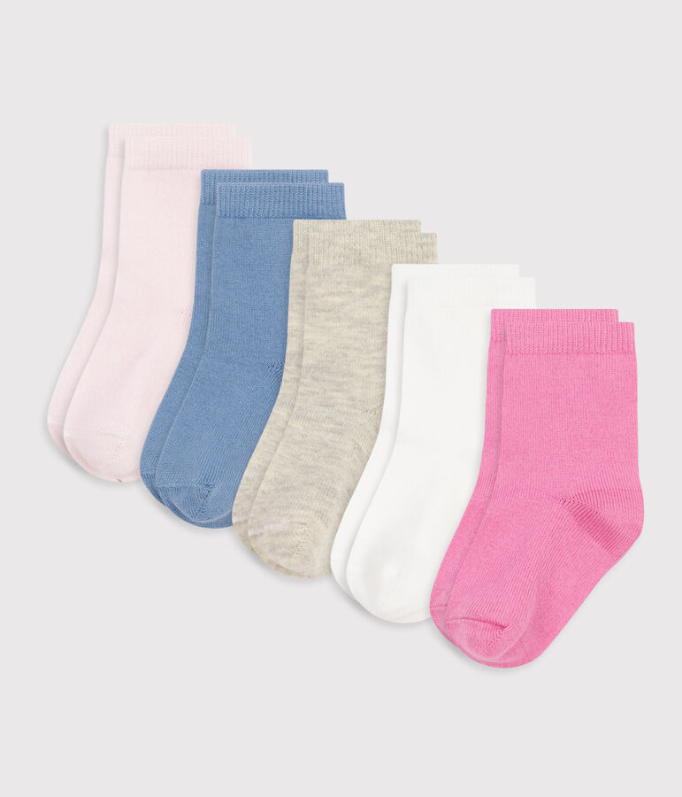 5er-Set Baby-Socken aus einfarbiger Baumwolle vielfarbig