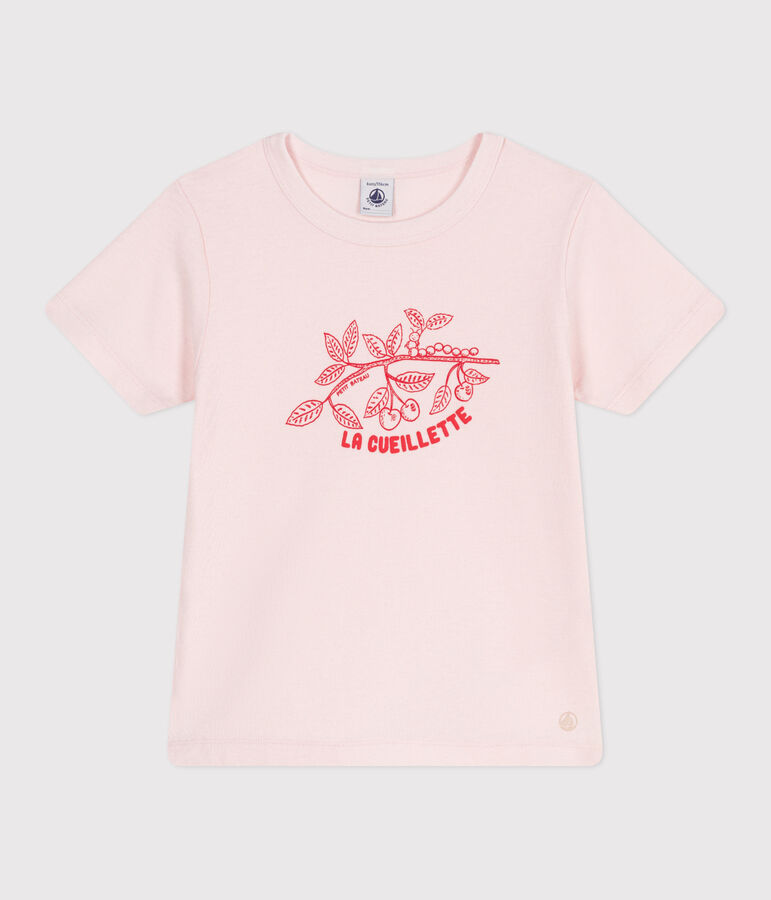 Kurz&auml;rmeliges Kinder-T-Shirt aus bedruckter Baumwolle rosa