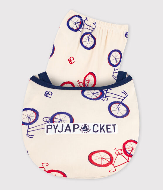 Kinder-Kurzpyjama aus Baumwolle und mit Fahrradmotiv weiss AVALANCHE/ MULTICO