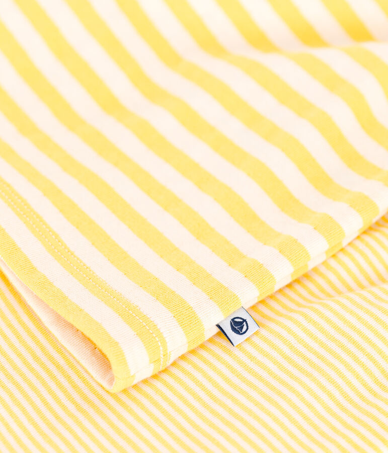 Kinder-Pyjama aus Doppeljersey mit Streifen gelb/naturfarben