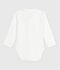 Body aus unifarbener Baumwolle mit besticktem Kragen weiss/rot