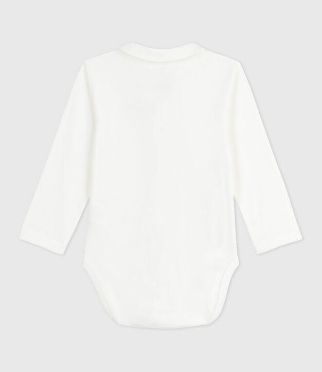 Body aus unifarbener Baumwolle mit besticktem Kragen weiss/rot