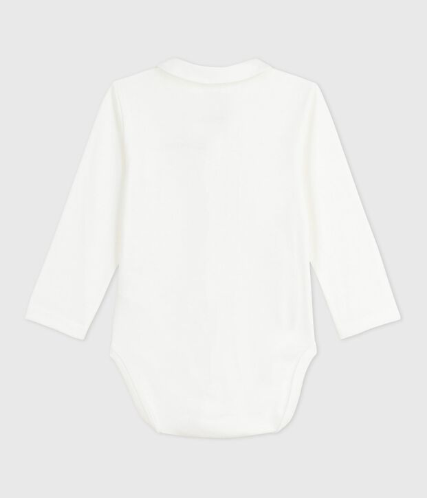 Baby-Body mit besticktem Kragen und Schriftzug an der Brust weiss/rot