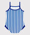 Einteiliger Baby-Badeanzug mit Streifenmuster und Rüschen blau SURF/weiss MARSHMALLOW