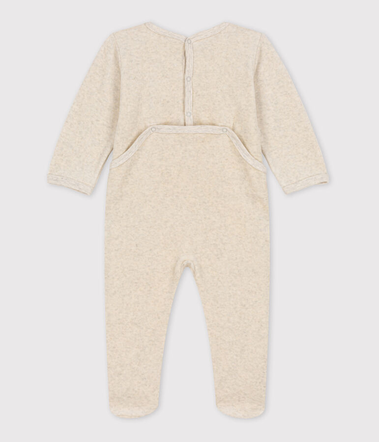 Baby-Strampler aus Nicki mit Eulenmotiv beige MONTELIMAR CHINE