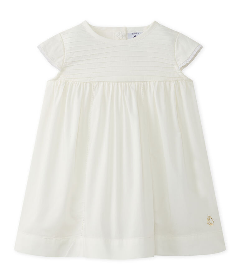 Baby-M&auml;dchen-Kleid aus Popeline weiss