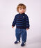 Kinder-Sweatshirt mit Polokragen aus Baumwolle mit Streifen blau/vielfarbig