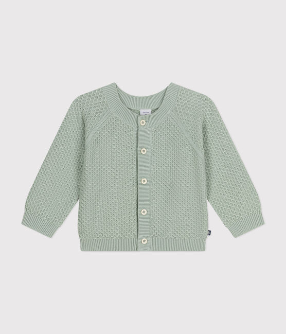 Baby-Cardigan aus Baumwollstrick grün HERBIER