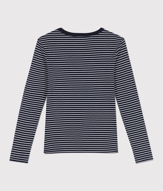 Damen-T-Shirt L'Iconique aus Baumwolle mit Streifen blau/weiss