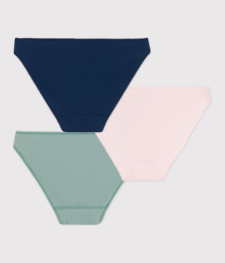 3er-Set Damen-Slips aus einfarbiger Baumwolle vielfarbig